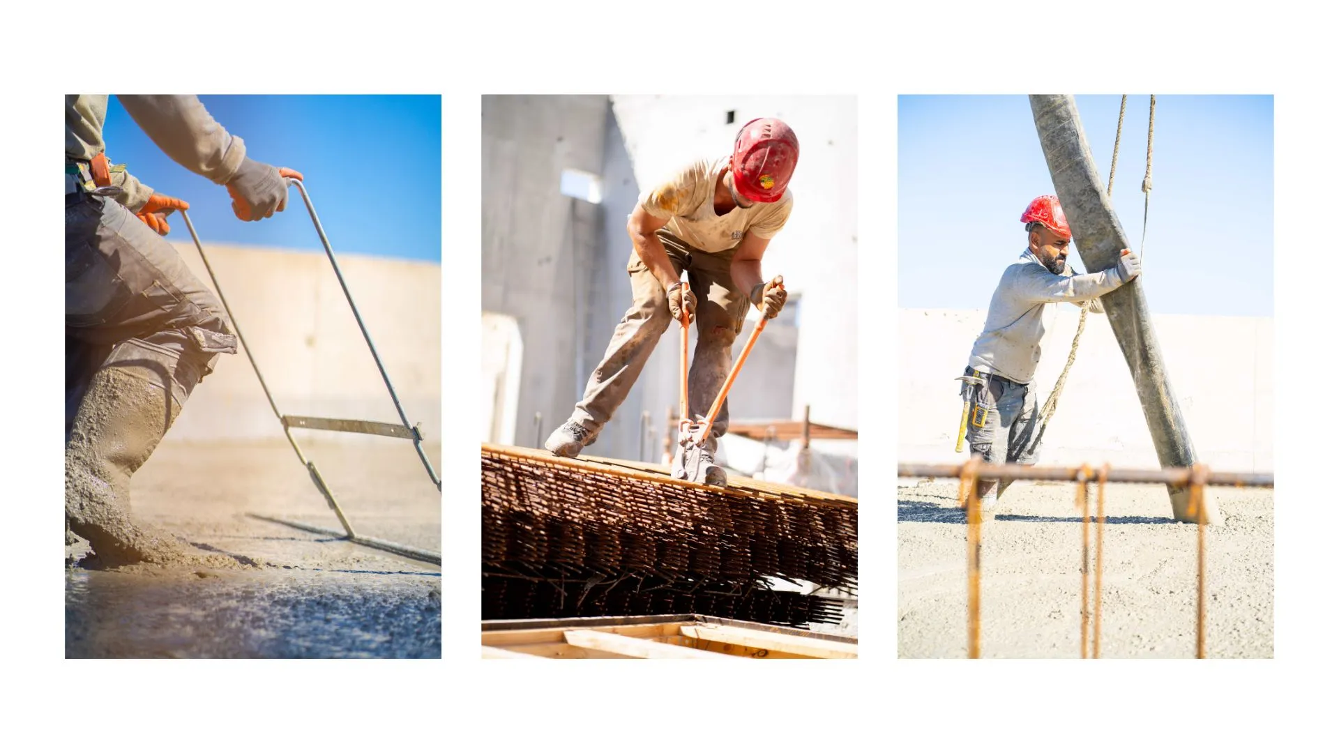 Ferraillage, coffrage et coulage du béton, gestes du chantier