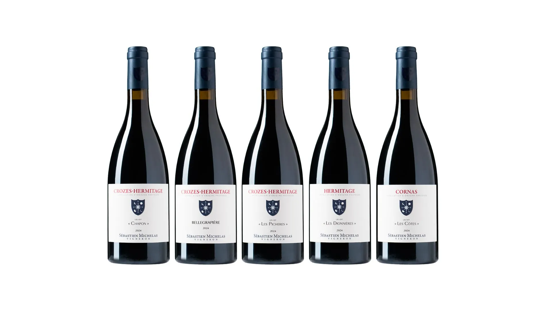 Packshot studio de la gamme de bouteilles sur fond blanc
